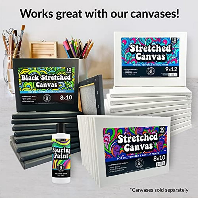 Hippie Crafter 10 Pack Black Stretched Canvas for Painting Adult 9x12 Blank  Art Canvases for Paint