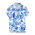 thumbnail image 3 of Camisas Hawaianas Para Hombre Hombres Casual Manga corta Primavera Verano Turndown Neck 3D Impreso Camisas Moda Top Blusa Camisas (Blue, XL), 3 of 4