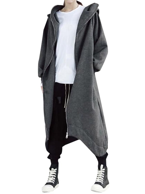 Women Hooded Long Sleeve Zip Up Maxi ...