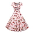 thumbnail image 4 of Vestido de fiesta de Navidad para mujer, manga corta, cuello en V, elegante estampado Vintage, vestido veraniego para graduación de Año Nuevo, bata 3XL, 4 of 4