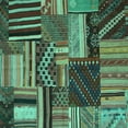 thumbnail image 1 of Ahgly Company Machine Washable Indoor Square Patchwork Turquoise Blue Transitional Area Rugs, 4' Square, 1 of 4