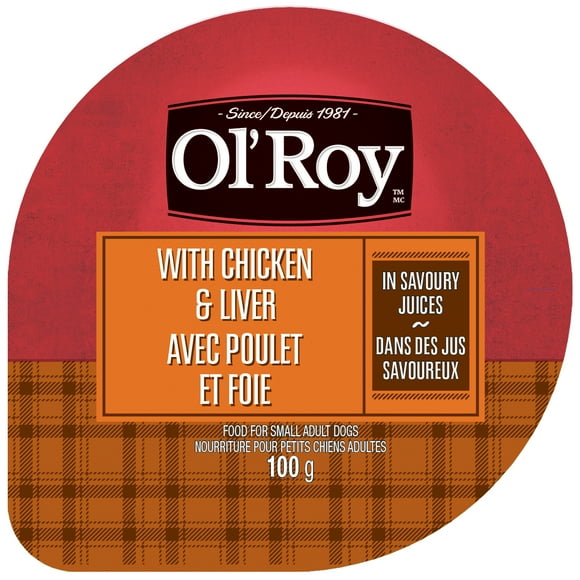 Ol' Roy with Chicken & Liver Loaf in Savoury Juices Wet Dog Food for Small Adult Dogs, 100 G Cup