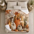 thumbnail image 5 of Harvest Pumpkin Still Life Autumn Maple Leaves, Cozy Rustic Scene, Warm Flannel Blanket for Ranch House and Living Room, Animal Lovers Thanksgiving Gift, Rustic Home Decor, 5 of 9