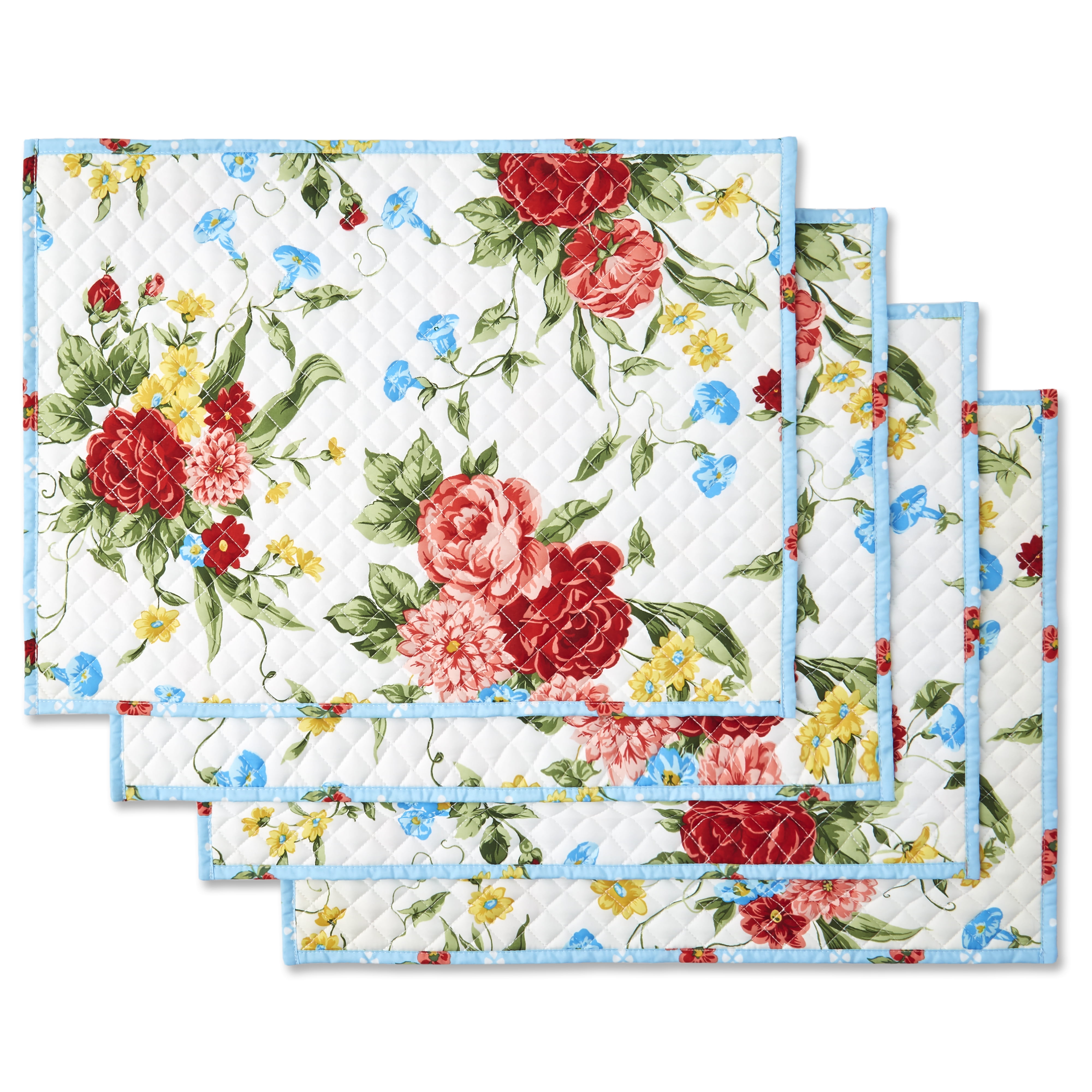 Pioneer Woman Sweet Romance Fabric Placemat • Set of 6 • Reversible • 14” x 19” 