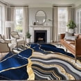 thumbnail image 2 of Blue Marble Large Area Rugs for Bedroom Living Room, Soft Non Slip Carpet Bedside Rug, Grey Gold Texture Vintage Farmhouse Art Rectangular Floor Cover Kitchen Accent Rug 5'x7' for Dining Room/Office, 2 of 9