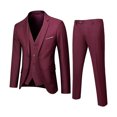 thumbnail image 2 of Joernso 3Pcs/Set Men Suit Set Slim Fit Formal Prom Wedding Tuxedo Suit Jacket Vest Pants Set Solid Color Business Outfit, 2 of 8