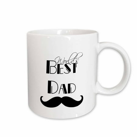 

3dRose Worlds Best Dad Mustache Ceramic Mug 15-ounce