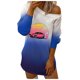 thumbnail image 1 of Mini vestido de manga larga con escote ancho y estampado de letras Tie-dye para mujer, vestido básico adelgazante delgado Fridja  fksj1705, 1 of 5