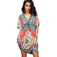 thumbnail image 3 of Bohemia Women's Swimsuit Cover Up Floral V Neck Beach Dress Bikini Coverup, 3 of 3