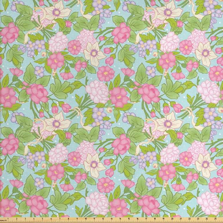 Waverly Inspirations Cotton 44 Medium Floral Carnation Color Sewing Fabric  by the Yard