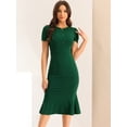 thumbnail image 2 of Vestido de trabajo vintage para mujer Vestidos ajustados de sirena de manga corta Verde M, 2 of 5