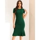 thumbnail image 2 of Vestido de trabajo vintage para mujer Vestidos ajustados de sirena de manga corta Verde S, 2 of 5