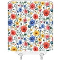 thumbnail image 3 of Colorful Boho Floral Shower Curtain - Bright Rustic Spring Plant Farmhouse Herbs Botanical Design, Waterproof Fabric, Includes Hooks, Perfect for Adding a Vibrant and Natural Touch to Your Bathroom De, 3 of 3