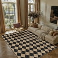 thumbnail image 3 of BERTHMEER Checkered 8'x10' Easy Jute Area Rug, Large Living Room Patio Rug Checkerboard Indoor Outdoor Carpet, Farmhouse Geometric Non Slip Black Carpet for Backyard Dining Room, 3 of 8