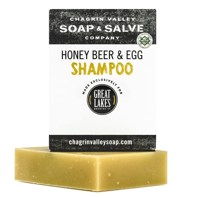 Barra de champú natural orgánico Chagrin Valley Soap & Salve - Miel, cerveza y huevo (1 barra)