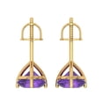 thumbnail image 4 of 4 Ct Round Cut Studs Purple Natural Amethyst 14K Yellow Solid Solid Gold Everyday Dainty Earrings Screw Back, 4 of 7