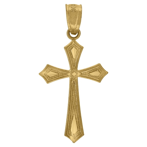 10k Yellow Gold Unisex Cross Religious Charm Pendant Pendant Necklace for Men Women