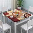 thumbnail image 3 of Square Tablecloth with Elastic Edges 34 * 34 Inch Waterproof Retro Abstract Geometric Table Cover Washable Indoor and Outdoor for Party Kitchen Dinner Banquet Patio Picnic, 3 of 6