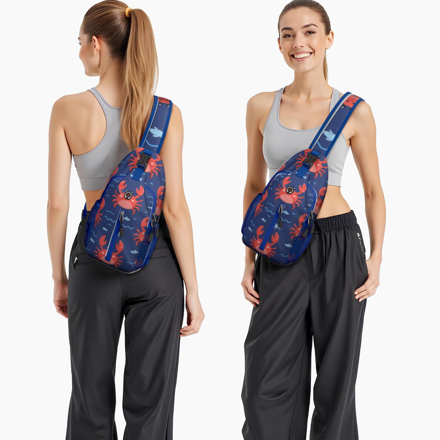 Crab Marine Crossbody Sling Bag for Women Men Hiking Sling Backpack Hiking Bag for Outdoor Activities Gym Small Travel Backpack Trendy Sling Backpack