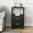 thumbnail image 6 of May in Color Tall Nightstand, Side Table with 2 Drawers and Open Shelf on Top, for Bedroom, Living Room, Home Office, Black, 6 of 10