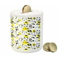 thumbnail image 3 of Black and Yellow Piggy Bank, Prehistoric Patterns of Minimalism 80's 90's Years Memphis Style, Ceramic Coin Bank Money Box for Cash Saving, 3.6" X 3.2", Black Yellow White, by Ambesonne, 3 of 4