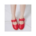 thumbnail image 5 of UKAP Toddler Girls Princess Shoes Wedding Shoes Leather Dress Shoes Mary Jane Shoes Lightweight Low Heels Nonslip Breathable Flower Decor Flats for Girls Red  11.5c, 5 of 8