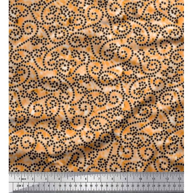 Soimoi Tissu Poly Georgette Imprimé Abstrait Tourbillon au Mètre 42 Pouces de Large