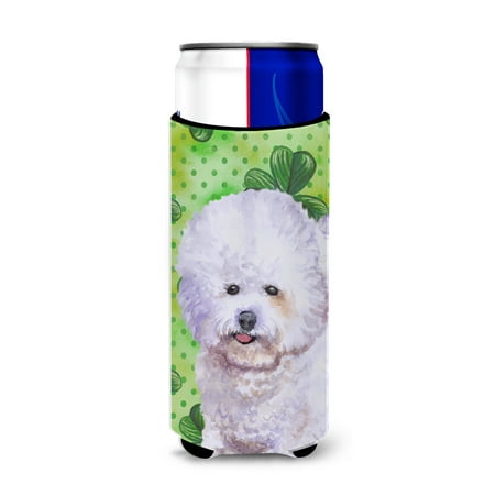 Bichon Frise St Patrick's Michelob Ultra Hugger for slim cans