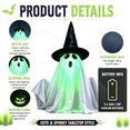 thumbnail image 7 of Halloween Decorations Outdoor, Spooky Ghost Halloween Decor, 12.6" Hanging Ghost Prop with Pumpkin Light, Motorized Lifting Halloween Decorations for Indoor Outdoor Yard, Spooky Party Decor, 1Pack, 7 of 7