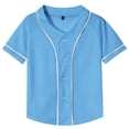 thumbnail image 7 of GiLiling Kids Baseball Jersey Button Down Solid Color Short Sleeve Shirt Hipster Hip Hop Active Team Sports Uniform (Sky Blue, 8-9 Years), 7 of 7