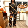 thumbnail image 5 of MEZZALL Women Halloween Autumn Button Front Long Sleeve Lapel Top With Chest Pocket Elastic Waist Full Length Pants Pajama Set Casual Home Wear Pajamas Relaxed Fit 2 Piece Pjs, 5 of 6