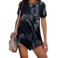 thumbnail image 3 of USSUMA Womens Tops Casual Women Classic Summer Floral Print Short Sleeve Plus Tunics Irregular Hem Tunic Tops Flowy Blouses Shirt Ladies Tops Trendy, 3 of 7