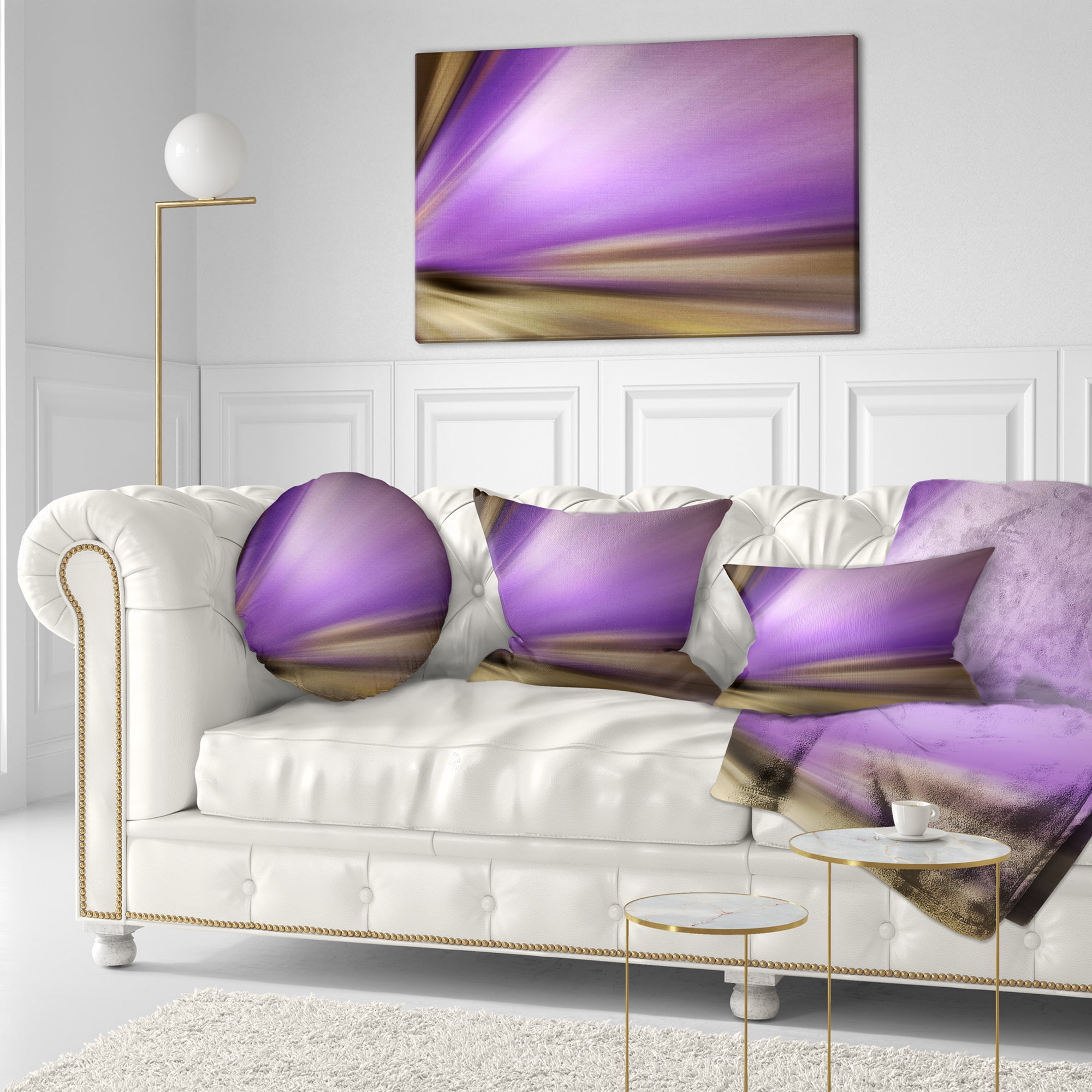 Designart Bright Purple Shade Upward - Abstract Throw Pillow - 12x20