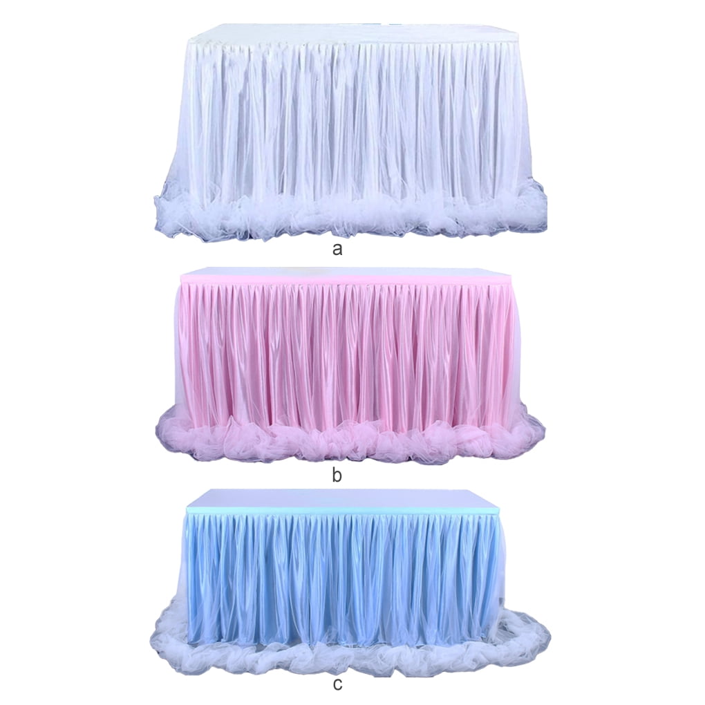 Table Skirt Tulle Gold-Rimmed Plain Tables Cover High-End Plain
