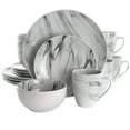 thumbnail image 1 of Elama Fine Marble 16 Piece Stoneware Dinnerware Set in Black and White, 1 of 5