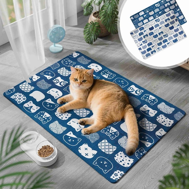 Cojín de Seda Helada para Mascotas (Gatos y Perros) | Alfombrilla Refrescante para Bajar La Temperatura Corporal | Tejido de Malla Transpirable | Relleno de Poliéster Suave | Lavable a Máquina | Base