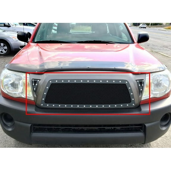 2005-2011 Toyota Tacoma Stainless Steel Black Main Upper Wire Mesh Rivet Grille