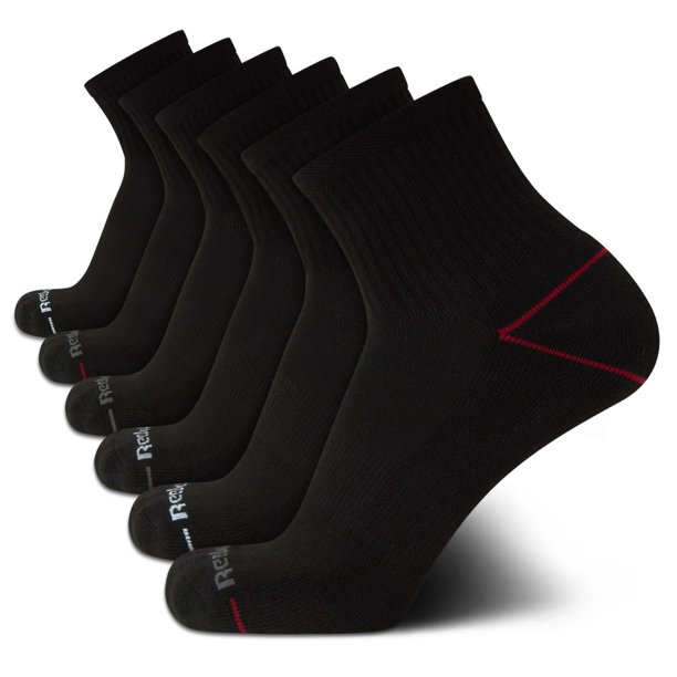 Medias deportivas Reebok con amortiguación, corte alto cuarto, negras, pack de 6