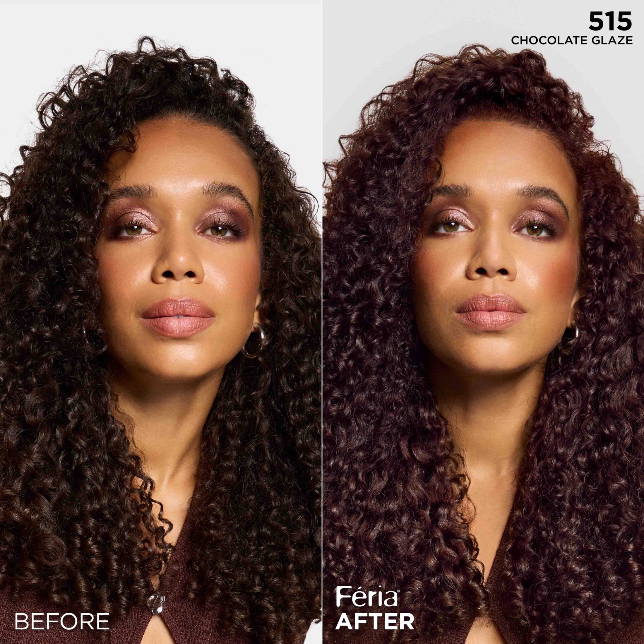 L’Oreal Paris Feria Multi-Faceted Shimmering Permanent Hair Color Kit, 515 Chocolate Glaze, for Adults