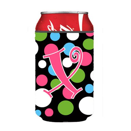 

Letter x Initial Monogram - Polkadots And Pink Can Or Bottle Hugger