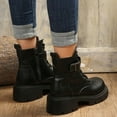 thumbnail image 6 of SUNVIT Womens Black Combat Boots - Thick Platform Sole, PU Faux Leather-Like, Side Zipper & Buckle, US Size 9 (EU 40) - Comfortable for Street Style/Casual Outings, 6 of 9