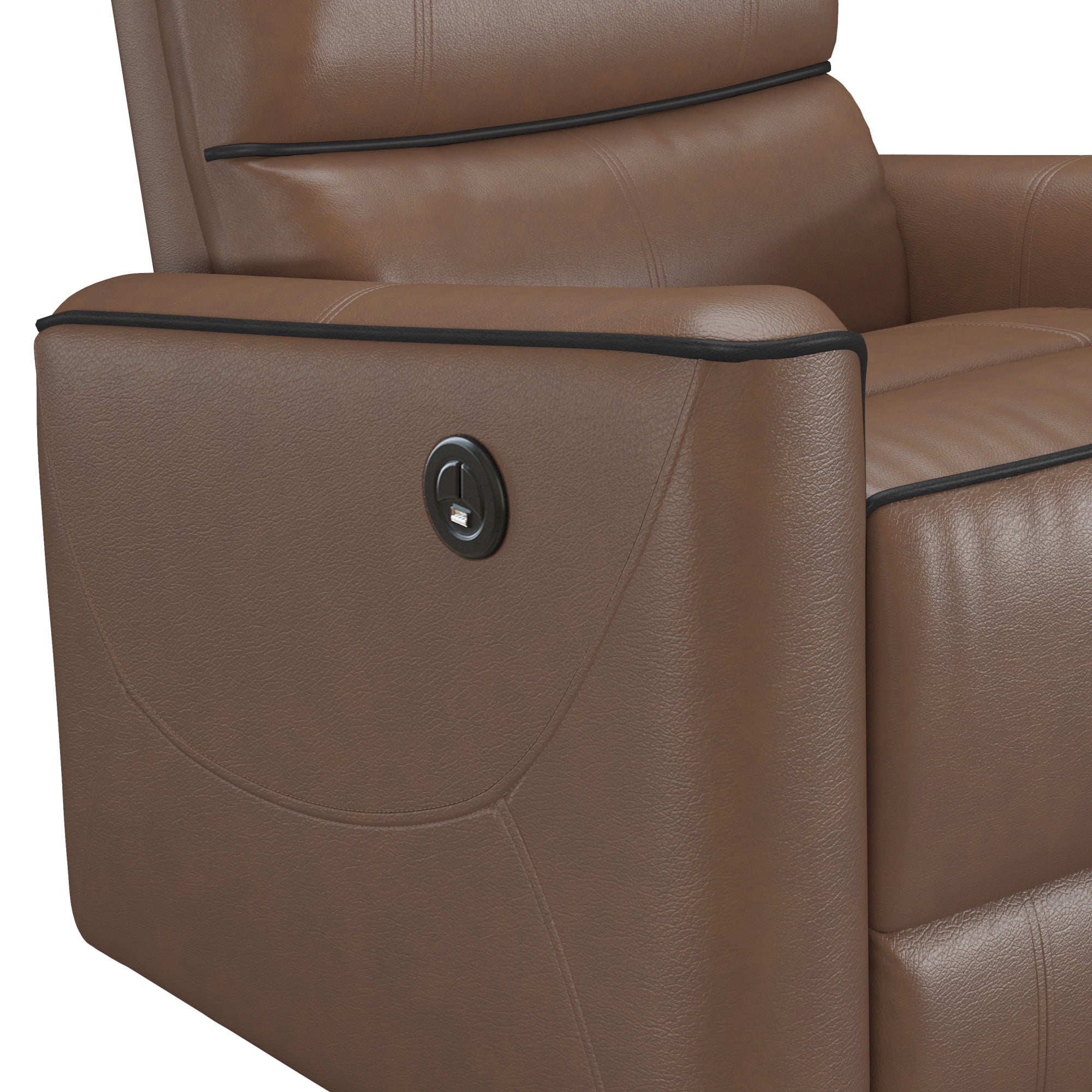 Hillsdale Provenza Faux Leather Power Recliner with USB Port, Saddle Brown