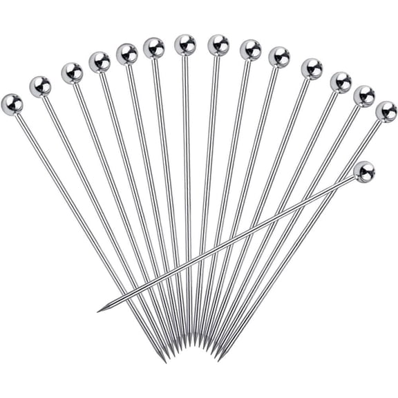 15PCS Cocktail Picks for Drinks, Stainless Steel Cocktail Toothpicks, Reusable Cocktail Skewers, Garnish Picks Bloody Mary Skewers, Metal Martini Picks for Olives Appetizers Fruit (4.3 Inch)