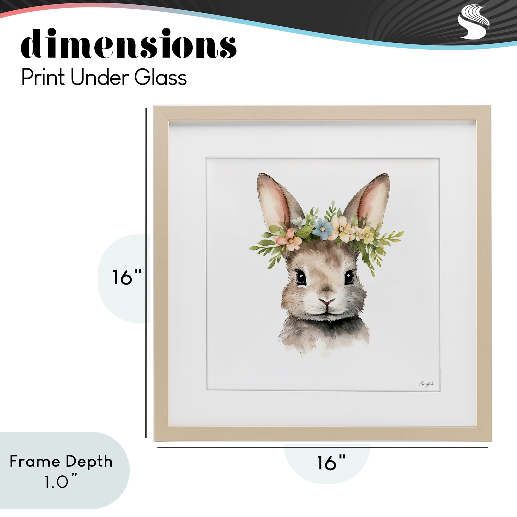 Stupell Industries Woodland Rabbit Flower Crown Birch Framed Print Under Glass, design by Roozbeh