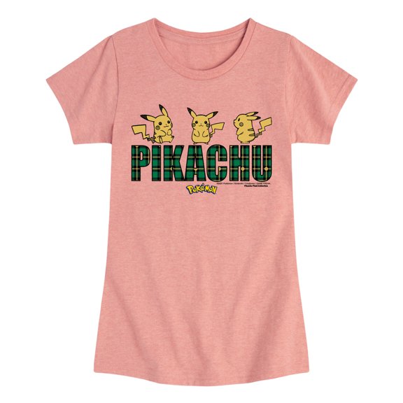 Pokémon - Pikachu Plaid Logo - Youth Girls Short Sleeve Graphic T-Shirt
