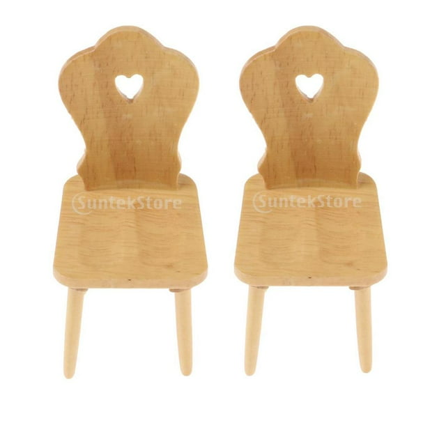 2 Uds 1/12 Casa De Muñecas Miniaturas Muebles De Madera DIY Mini Silla Modelo Decoración