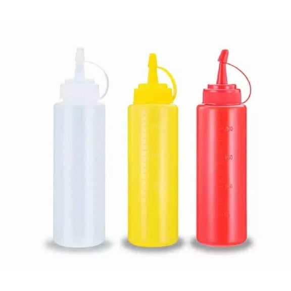 3-Piece 8Oz Condiment Squeeze Bottles –Plastic Squirt Dispensers With Scale Line