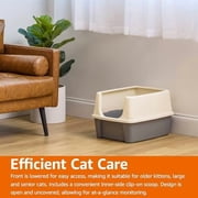 Large Cat Litter Box with High Sides, Open Top for Easy Access, Includes Scoop with Storage, 19