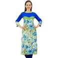 thumbnail image 1 of Phagun Kurti Bleu en Coton pour Femme, Robe Kurta Florale, Tunique Bleue à Manches 3/4-26, 1 of 4