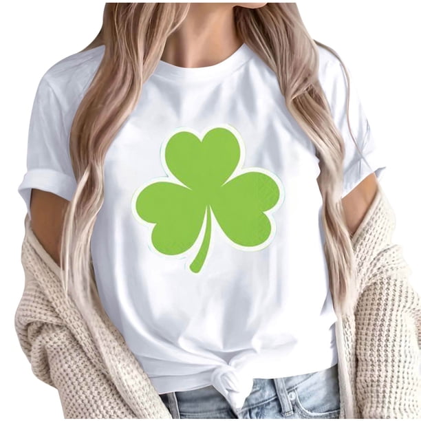 Camiseta de Manga Corta de Cuello Redondo Impresa de Primavera Superior de las Mujeres, Mezcla Ligera de Poliéster para Uso Diario Y de Fiesta Casual